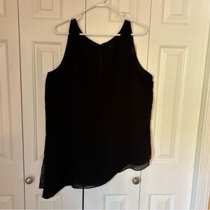 White House Black Market Sz XL Black Double Layer Asymmetrical Tunic